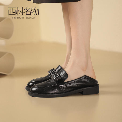 西村名物2024春季新品真皮休闲英伦风一字扣乐福鞋小皮鞋T24AM11251 商品图0