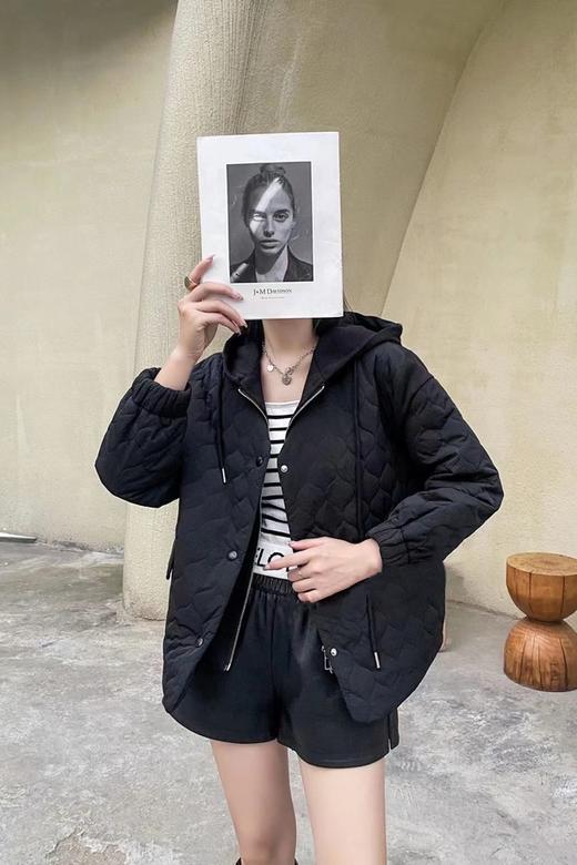 LNNNS 菱形格拼接卫衣连帽假两件棉服外套 17437 商品图1