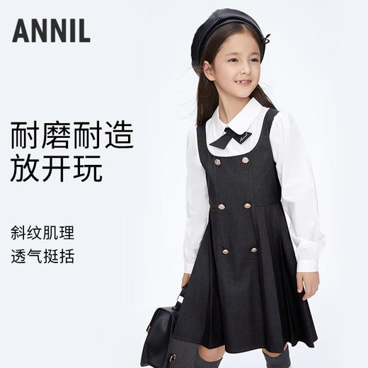 女童学院风假两件翻领长袖连衣裙裙子新款安奈儿童装实体店同款AG413573 商品图0