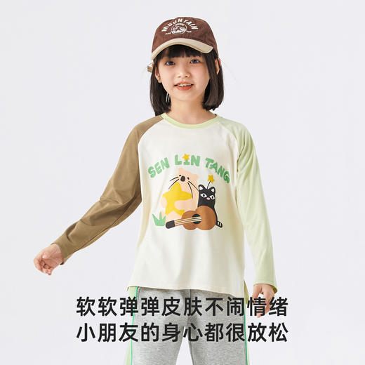 森林棠24春季新款儿童卡通插肩袖T恤 商品图2