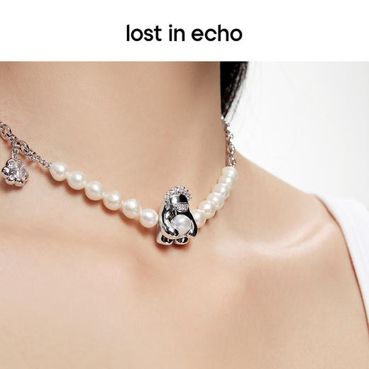 lost in echo原创设计师款Yetti珍珠项链小怪兽吊坠chocker锁骨链 商品图2
