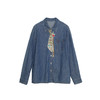 谜底牛仔衬衫长袖女2024春款复古特色领带绣花宽松衬衣241MC0017 商品缩略图4
