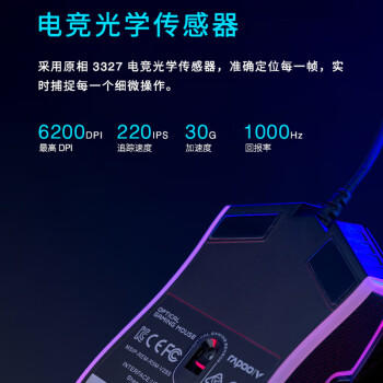 雷柏（Rapoo）V28S 鼠标 有线鼠标 游戏鼠标 8键可编程 RGB鼠标 电竞鼠标 吃鸡鼠标 鼠标宏定义 黑色 商品图4