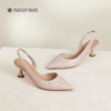 natursun女鞋年夏季小羊皮气质细带凉鞋一字带高跟单鞋女N24224223 商品缩略图3