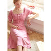 欧芮儿2020夏装新款方领短袖连衣裙女中长收腰显瘦气质粉色A字裙 商品缩略图0