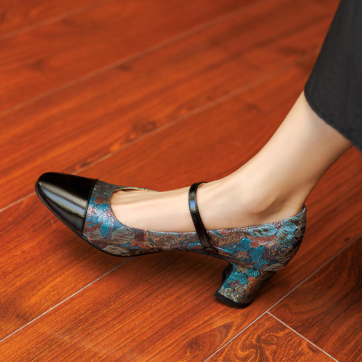 春季新款，中古刺绣花布旗袍玛丽珍单鞋BE-b9011 商品图8