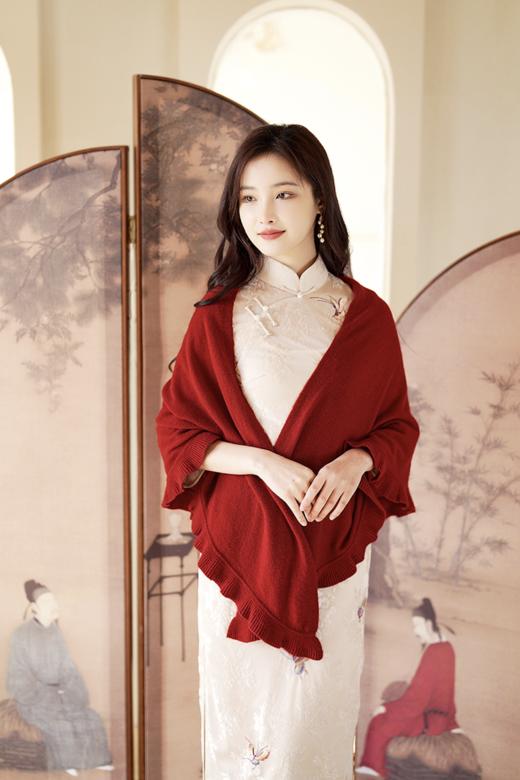 逸红颜周末小集市#新年穿红,红运相随,阿拉善纯羊绒披肩/围巾『婉儿』 商品图0