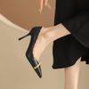 阿么手工女鞋气质欧美风尖头铆钉细跟高跟鞋8.5CCM优雅百搭单鞋女 商品缩略图3