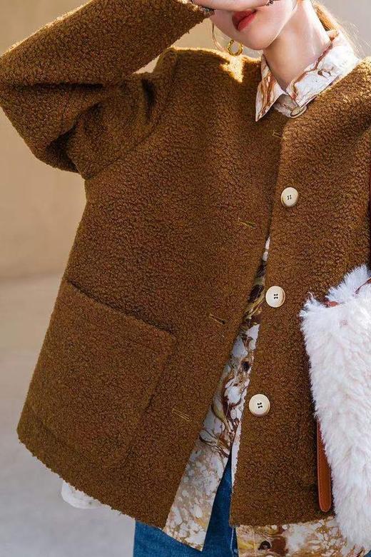 Le Malene 简约无领仿羊驼呢外套 11366 商品图3