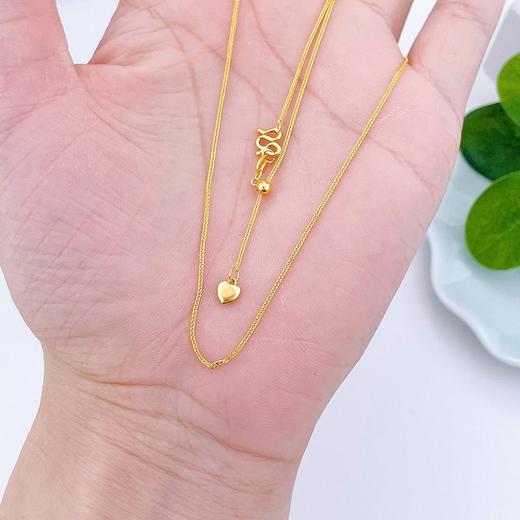 【限时克减150元】足金999 (足金999字印)5G黄金心尾款抽拉调节方肖邦链项链(5GXL00072-04)（预售产品下单后不退款不退货不换货不补差价） 商品图2