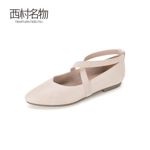 西村名物2024春季新品复古文艺范绑带交叉尖头玛丽珍芭蕾鞋T24AE11021 商品图1