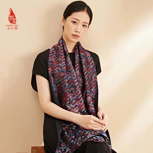 SAINTJOY/上久楷 女士宋锦双面长巾 围巾 喜鹊梅花SJ18001 商品图5