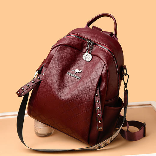 ALBB-真皮质感双肩包女2023秋冬新款韩版休闲大容量女士背包软皮旅行包(货号:BL812) 商品图2