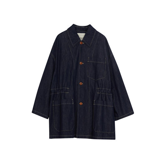 谜底牛仔风衣女2024春季新款复古时尚大廓形中长款外套241ME0151 商品图4