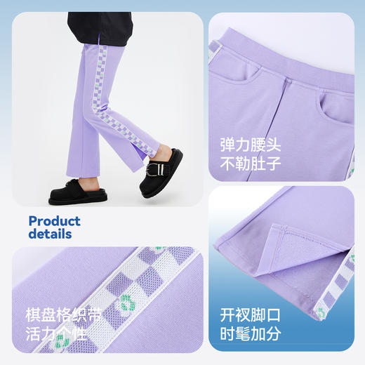 女童裤子新款春休闲长裤微喇弹力黑色时尚修身卫裤安奈儿童装EG416019 商品图4