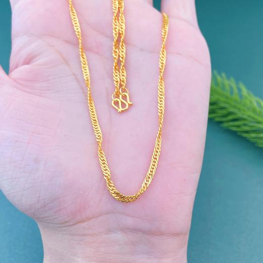 【限时克减150元】足金999.9 水波纹项链(XL00012-07)补差价）补差价）预售产品下单后不退款不退货不换货不补差价 商品图2