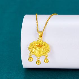 【限时克减150元】足金999 #儿童/宝宝 5G黄金镂空花丝福字锁包吊坠如意铃铛锁包吊坠网红锁包（不含链）(AG5GDZ00119)（预售产品下单后不退款不退货不换货不补差价）