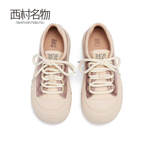 西村名物2024春季新品真皮舒适拼色厚底运动鞋时尚休闲鞋女X24AM10621 商品图2