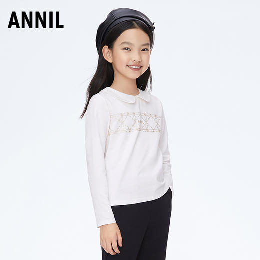 女童乖巧可爱翻领长袖针织衫新款安奈儿童装实体店同款AG411525 商品图1