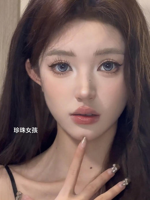 平价月抛 珍珠女孩 lolilook   | 大直径14.5 着色14.0参考值 |(同品牌多副更划算 选款色板在详情页下滑查看）蓝色美瞳 狗狗眼美瞳 商品图0