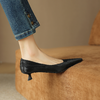 阿么手工女鞋真皮浅口高跟鞋细跟高级感百搭气质尖头单鞋软底4CM 商品缩略图4