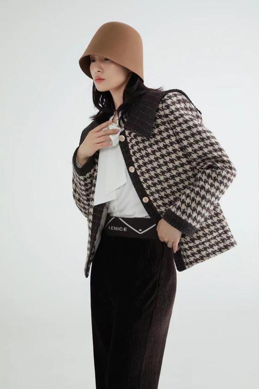 amadella 复古可爱宽松款千鸟格羽绒服外套 17482 商品图3