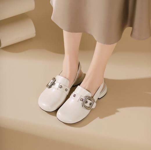 westory2024春季新款低平跟舒适百搭穆嘞拖皮鞋通勤圆头单鞋S24AH56991 商品图5