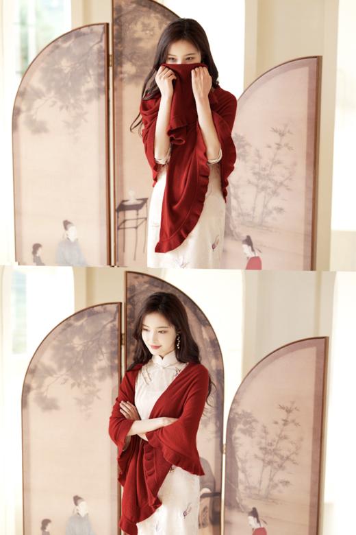 逸红颜周末小集市#新年穿红,红运相随,阿拉善纯羊绒披肩/围巾『婉儿』 商品图1