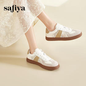 Safiya/索菲娅2024早春新品 蕾丝仙女风百搭拼色休闲平底德训鞋 SF41112025