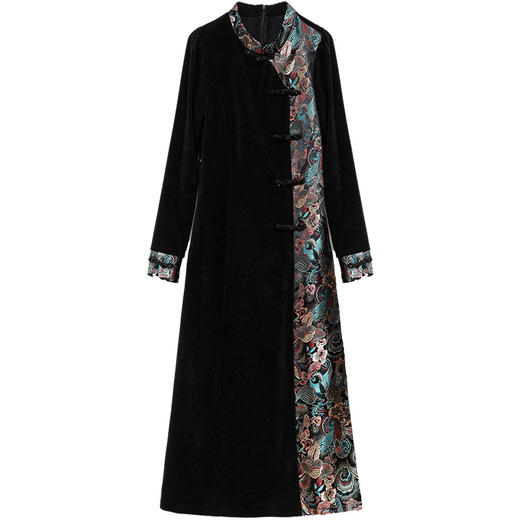 春款中式印花连衣裙圆领长袖洋气改良旗袍裙QYM-XQD-5C2341-L 商品图3