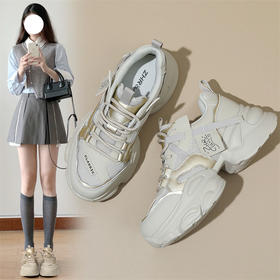 ZHR厚底运动鞋女2024春季新款时尚百搭休闲网面透气机能风老爹鞋