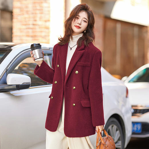 赫本风女装90白鸭绒内胆毛呢大衣，加厚西装羽绒服女高端外套HR-ZYQ23150 商品图0