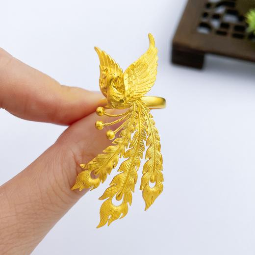 【限时克减150元】足金999.9 #婚庆 古法活口婚嫁凤戒凤凰于飞凤凰女戒(AIGFJZ00052-1)（预售产品下单后不退款不退货不换货不补差（预售产品下单后不退款不退货不换货不补差 商品图2