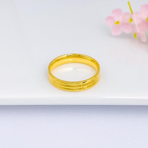 【限时克减150元】足金999.9 实心固口车花简约圈戒（面宽约4.2-4.6mm）(AF010JZ00091-2)（预售产品下单后不退款不退货不换货不补差价 商品图1