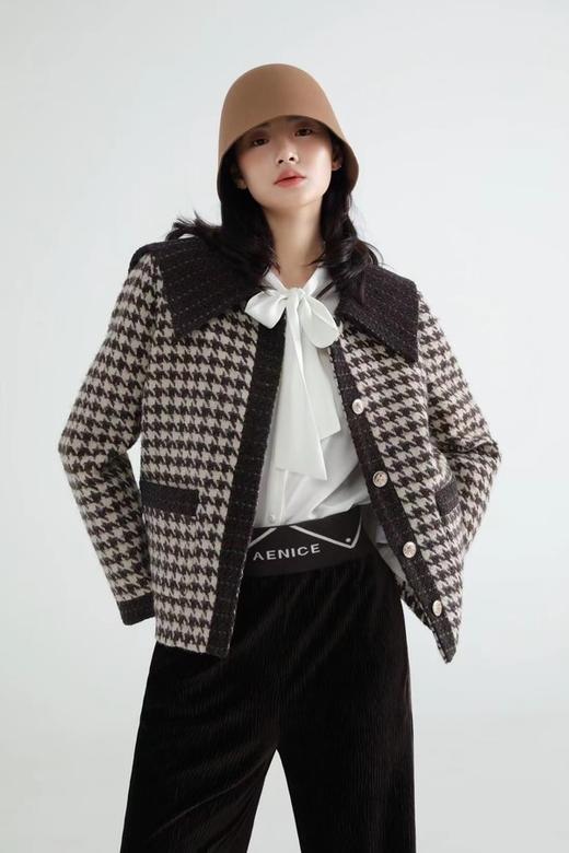 amadella 复古可爱宽松款千鸟格羽绒服外套 17482 商品图1