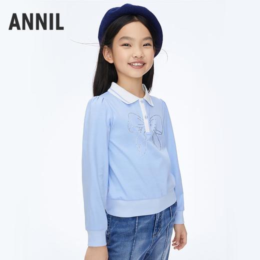 女童记忆棉POLO衫抗翻领长袖新款安奈儿童装实体店同款AG411548 商品图1