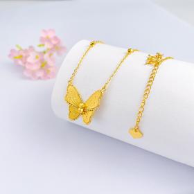 【限时克减150元】足金999 #九紫离火 (足金999字印)5G黄金调节间珠蝴蝶套链(5GTL00750)（预售产品下单后不退款不退货不换货不补差价）