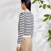 玳莎V领条纹针织开衫女时尚百搭显瘦羊毛上衣外套  EA33301 商品缩略图3