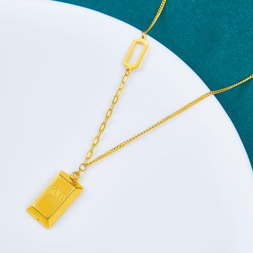 【限时克减128元】足金999 #小红书 5G黄金空心暴富小金条小金砖AB链17-18寸调节套链(AG5GTL00222)（预售产品下单后不退款不退货不换货不补差价 商品图2