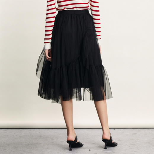 谜底网纱半身裙女2024春季新款复古文艺风宽松A型中长裙241MB0160 商品图3