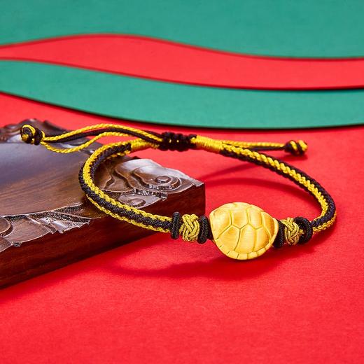 【限时7.5折】【定价黄金】足金 #招财进宝 3D硬金富甲天下招财龟壳黑金绳调节成品手串(AA3DSC00061)（预售产品下单后不退款不退货不换货不补差（预售产品下单后不退款不退货不换货不补差 商品图1