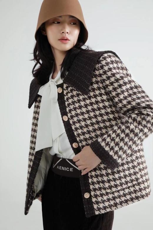 amadella 复古可爱宽松款千鸟格羽绒服外套 17482 商品图0