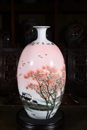 高温颜色釉胜似春光赏瓶