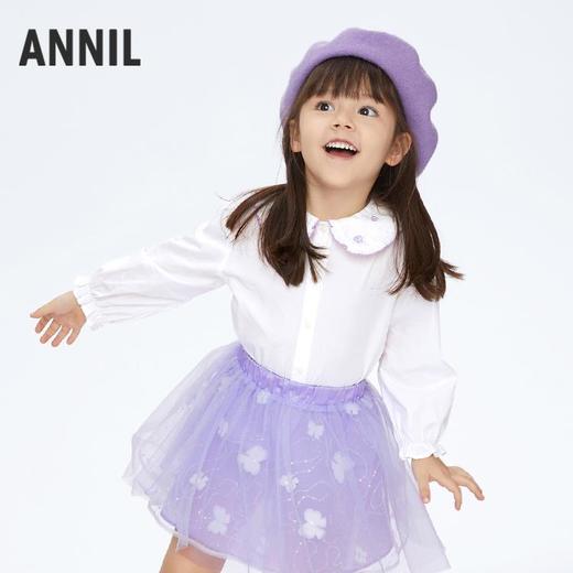 女童纯棉绣花大翻领长袖衬衫新款安奈儿童装实体店同款XG411617 商品图1