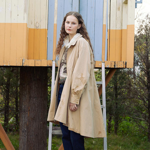 谜底设计感风衣女2024春季新款时尚立领A型前短后长外套241ME0124 商品图1