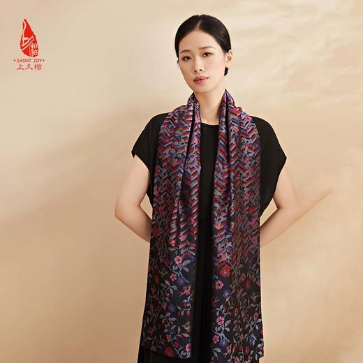 SAINTJOY/上久楷 女士宋锦双面长巾 围巾 喜鹊梅花SJ18001 商品图3