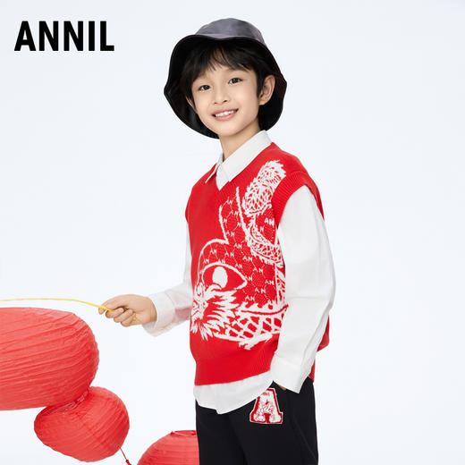 男童龙年V领棉线背心新款安奈儿童装实体店同款AB412502 商品图1