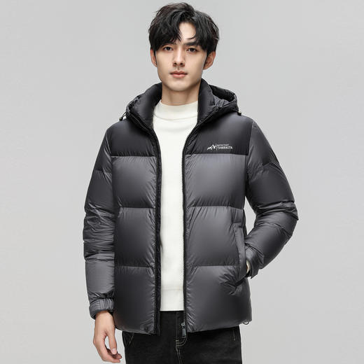 圣得西加厚防寒连帽羽绒服中青年拼接字母印花保暖外套 商品图2