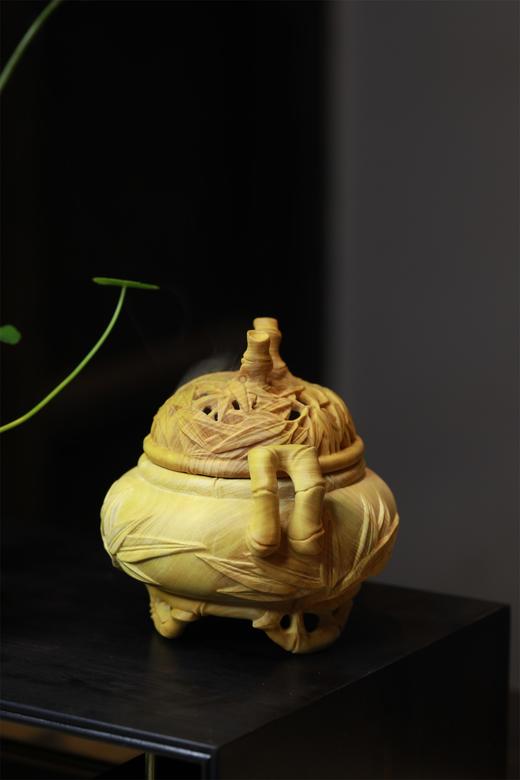 步步高升°黄杨木香炉 商品图3