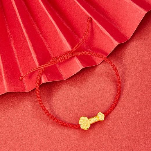 【限时7.5折】【定价黄金】足金 3D硬金福字如意幸运红绳可调节成品手串(AA3DSC00008)（预售产品下单后不退款不退货不换货不补差价）（预售产品下单后不退款不退货不换货不补差价） 商品图1